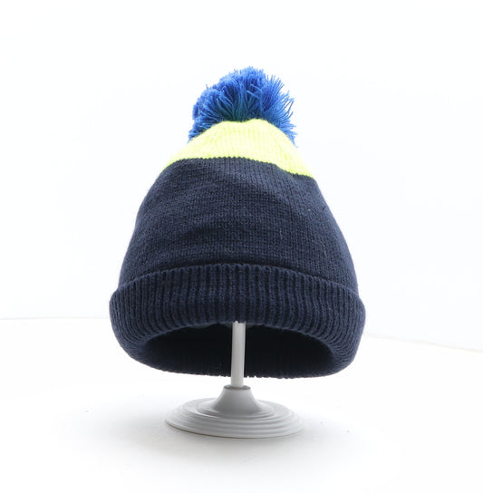Crane Boys Blue Colourblock Acrylic Bobble Hat One Size - Size 7-8 Years