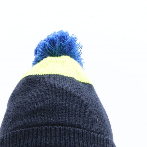 Crane Boys Blue Colourblock Acrylic Bobble Hat One Size - Size 7-8 Years