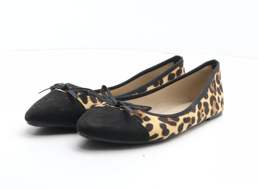 Select Womens Brown Animal Print Synthetic Ballet Flat UK - Leopard Pattern
