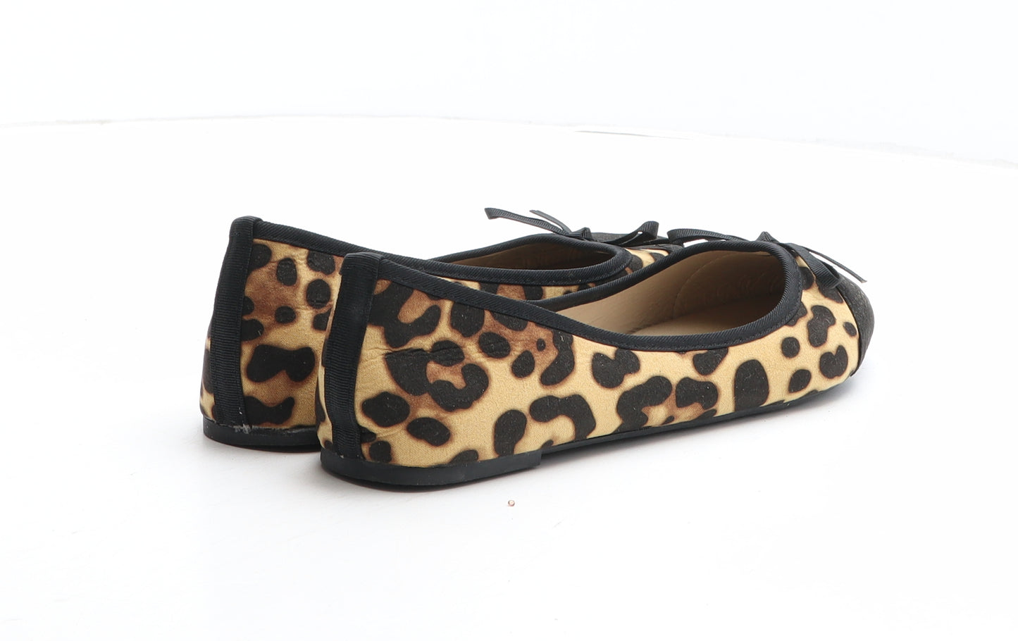 Select Womens Brown Animal Print Synthetic Ballet Flat UK - Leopard Pattern
