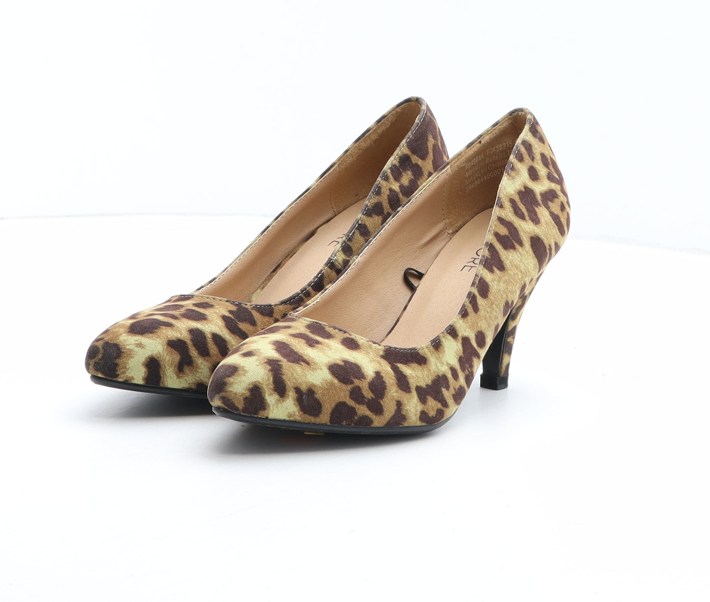 Fiore Womens Brown Animal Print Synthetic Court Heel UK - Leopard Pattern