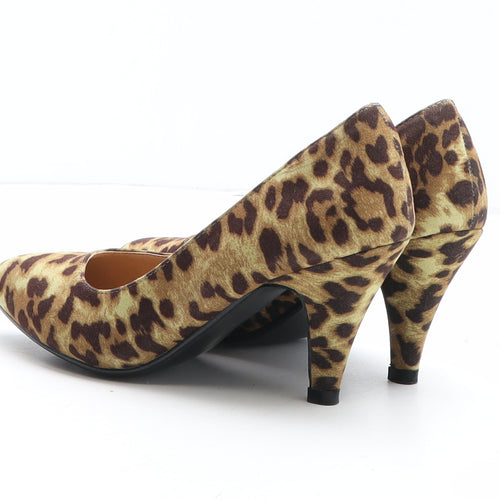 Fiore Womens Brown Animal Print Synthetic Court Heel UK - Leopard Pattern