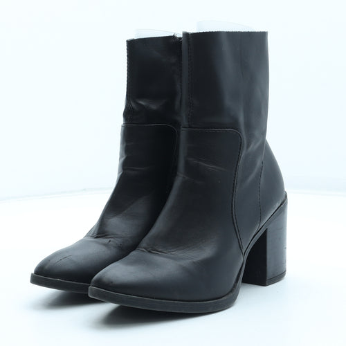 Preworn Womens Black Leather Bootie Boot UK