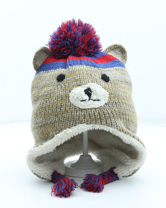 Nutmeg Boys Multicoloured Acrylic Winter Hat Size S - Bear Detail Size 10-13 Years