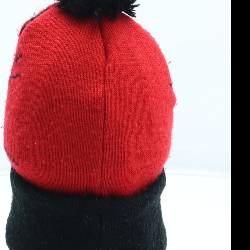 Spiderman Boys Red Acrylic Bobble Hat Size S - Size 3-6 Years
