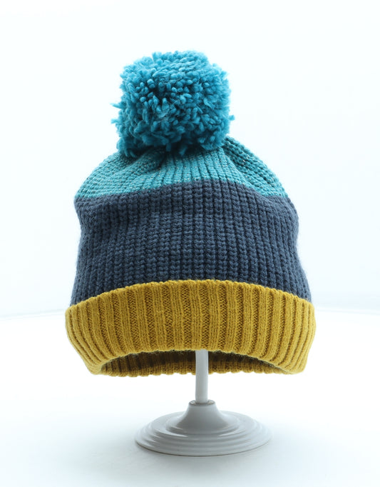 Marks and Spencer Boys Multicoloured Colourblock Acrylic Bobble Hat One Size - Size 6-10 years