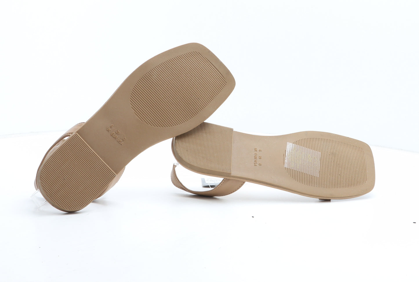 Primark Womens Brown Synthetic Slip On Sandal UK - Chain Detail
