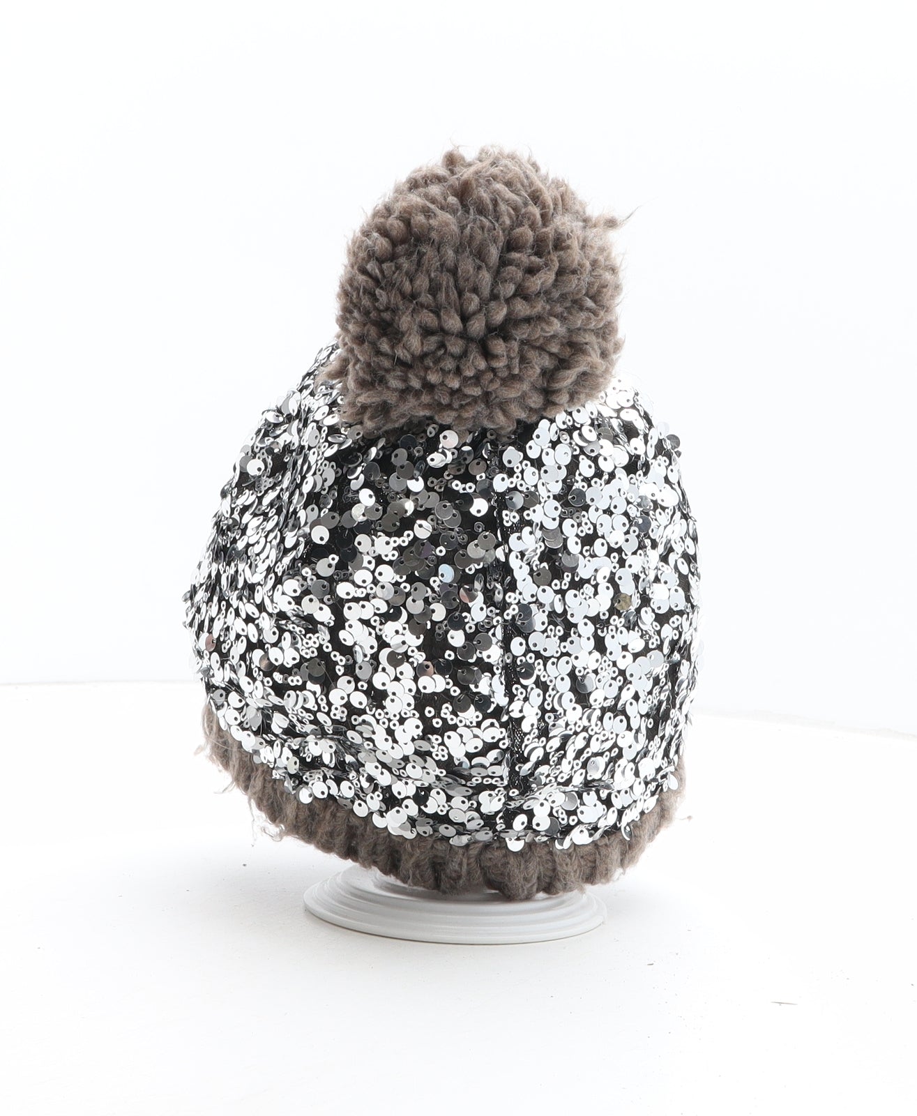 NEXT Womens Silver Acrylic Bobble Hat One Size