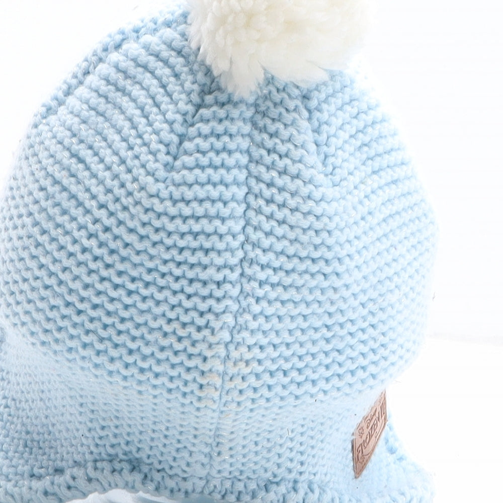 Marks and Spencer Girls Blue Acrylic Bobble Hat One Size - Frozen Elsa UK Size 18-36 Months