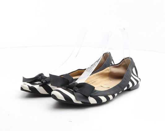 Marks and Spencer Womens Black Striped Fabric Ballet Flat UK