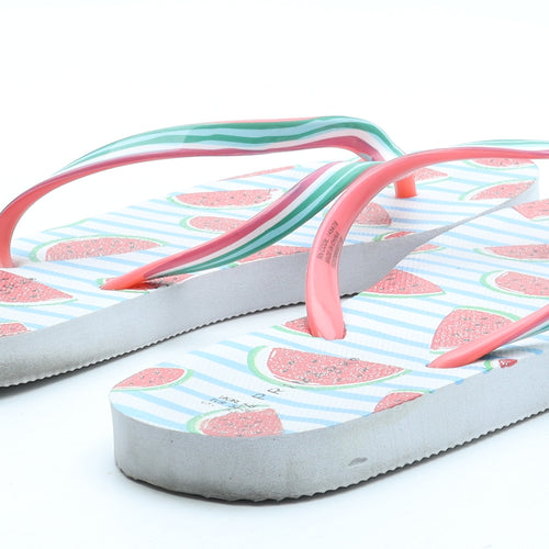 Primark Womens Multicoloured Rubber Thong Sandal UK - Watermelon Pattern