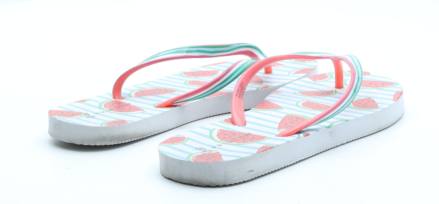 Primark Womens Multicoloured Rubber Thong Sandal UK - Watermelon Pattern