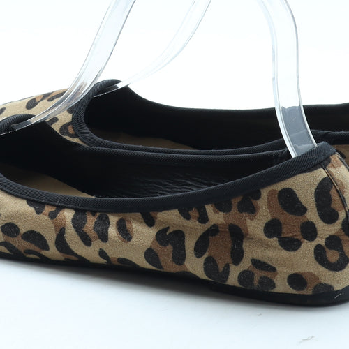 Atmosphere Womens Brown Animal Print Polyester Ballet Flat UK - Leopard Pattern