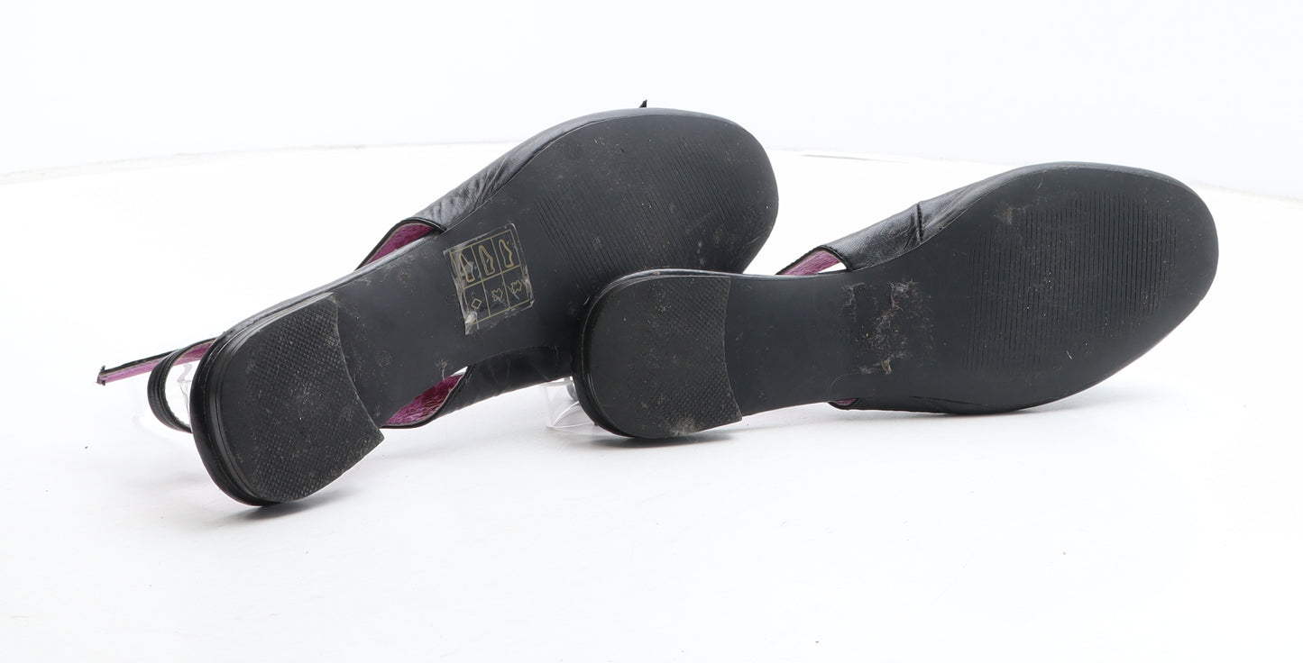 Amy Sandals Womens Black Leather Slingback Sandal UK