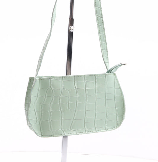 Preworn Womens Green Polyurethane Shoulder Bag Size Mini - Croc Texture