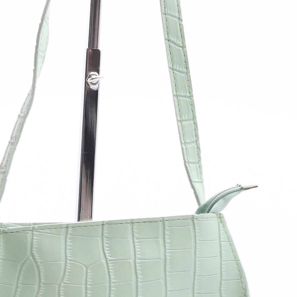 Preworn Womens Green Polyurethane Shoulder Bag Size Mini - Croc Texture