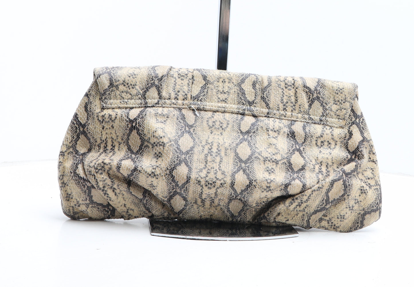 Miss Selfridge Womens Brown Animal Print Polyurethane Clutch Size Medium - Snakeskin Pattern