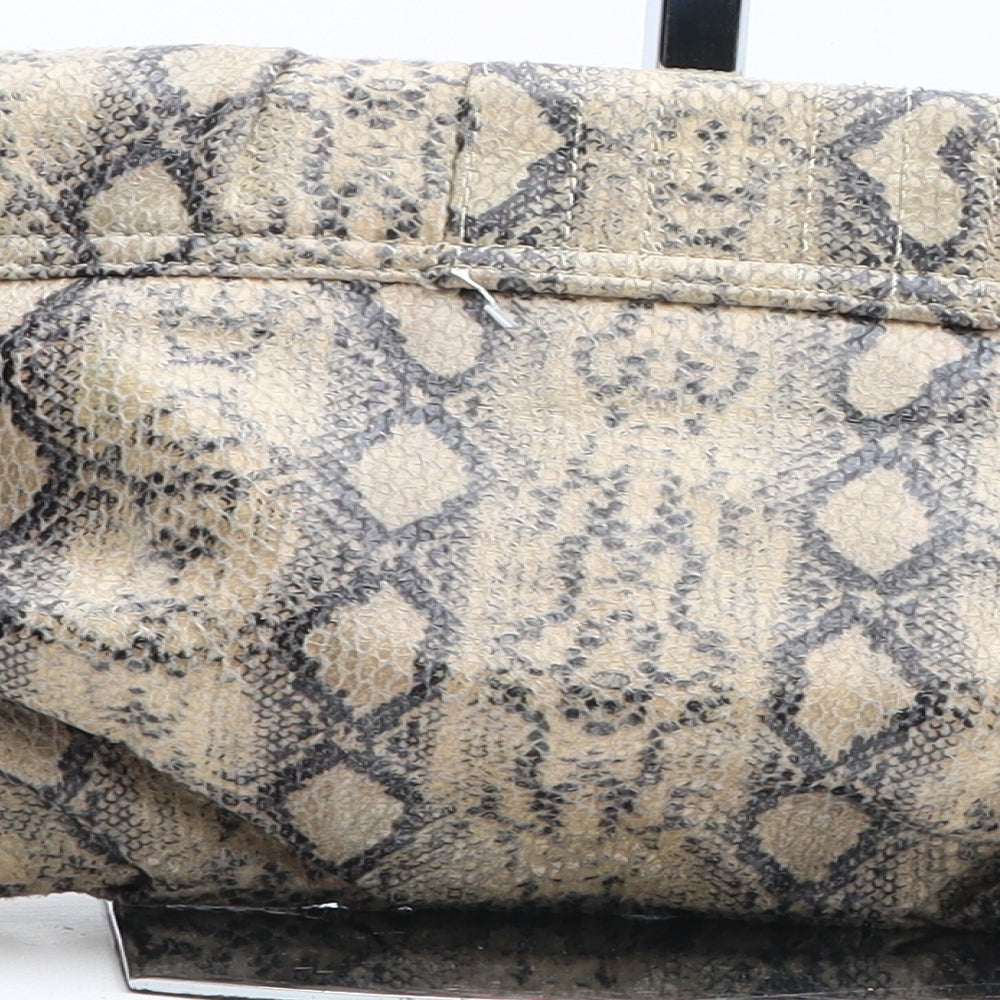 Miss Selfridge Womens Brown Animal Print Polyurethane Clutch Size Medium - Snakeskin Pattern