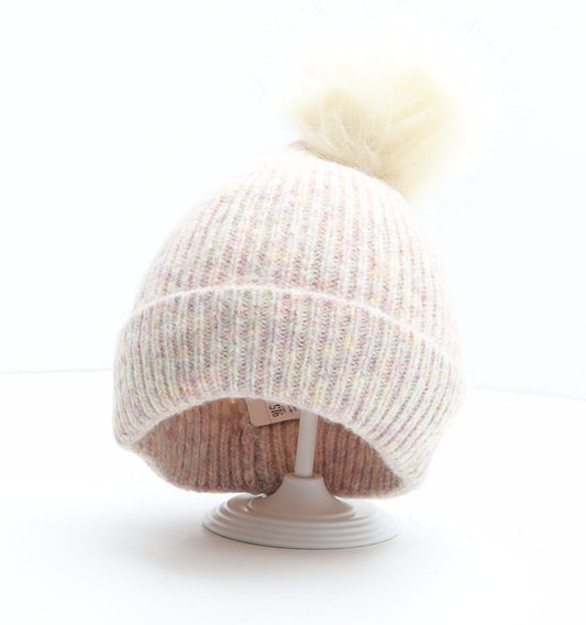 New Look Girls Pink Acrylic Bobble Hat One Size