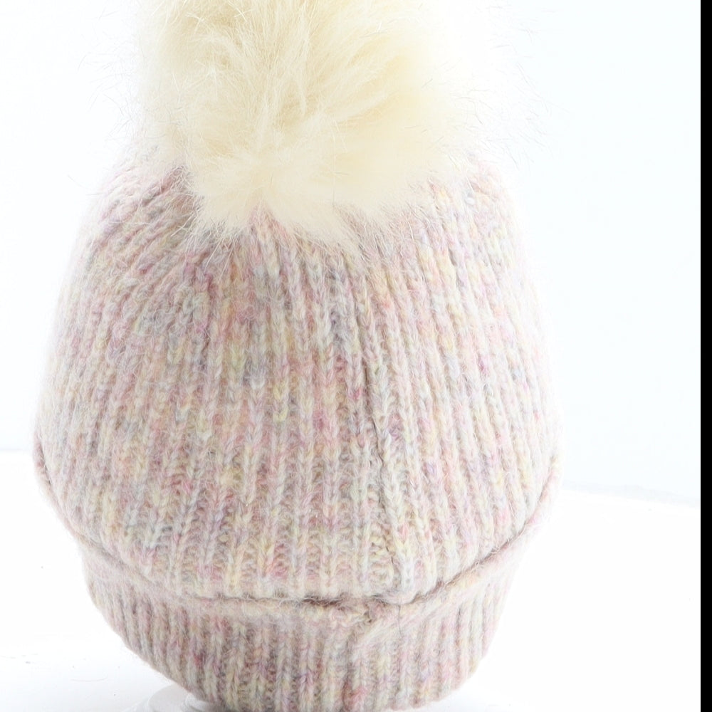 New Look Girls Pink Acrylic Bobble Hat One Size