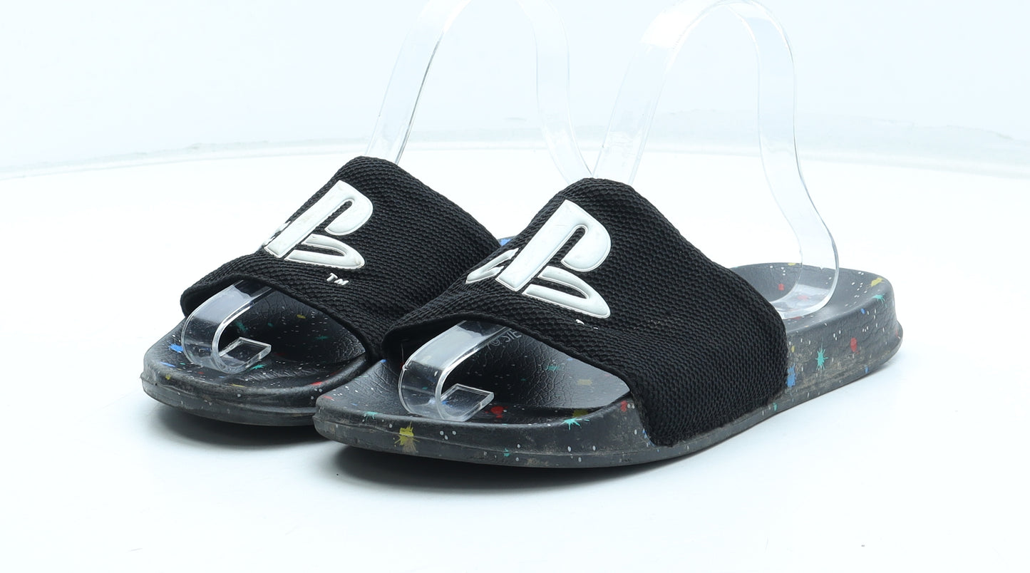 PlayStation Mens Black Geometric Rubber Slider Sandal UK 5 39