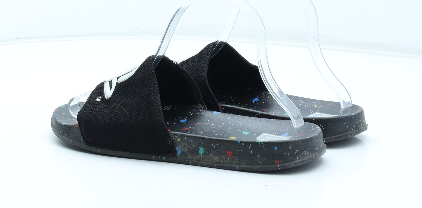 PlayStation Mens Black Geometric Rubber Slider Sandal UK 5 39