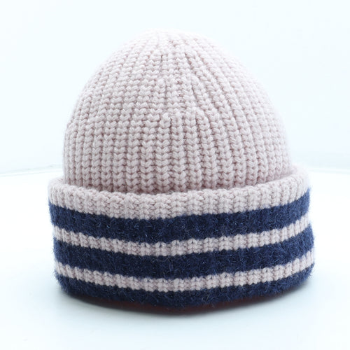 Boden Womens Pink Striped Acrylic Beanie One Size
