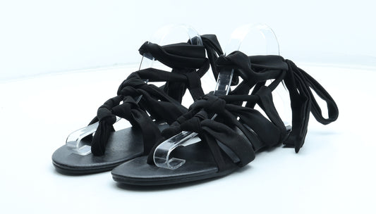 Fiore Flats Womens Black Polyester Thong Sandal UK