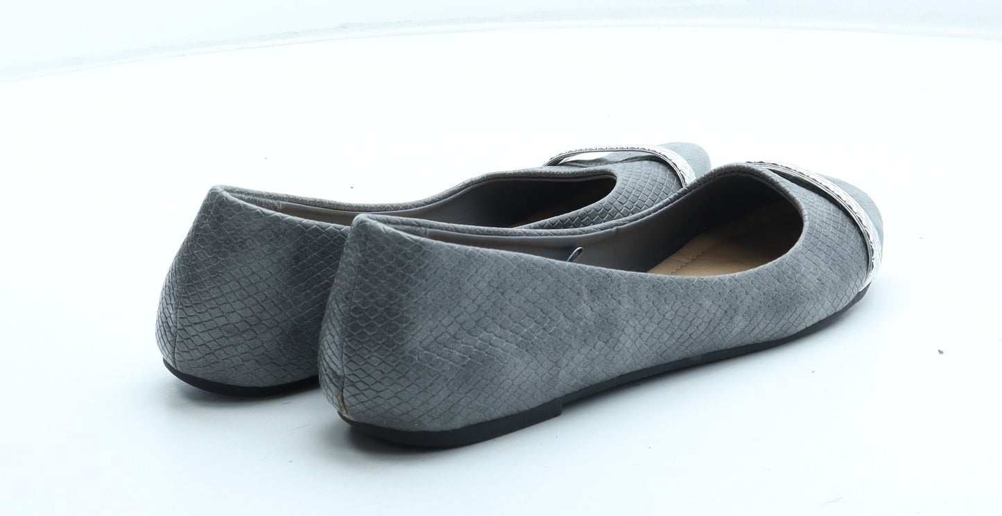 Fiore Womens Grey Polyester Flat UK - Croc Texture