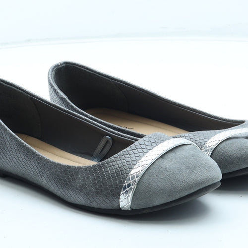 Fiore Womens Grey Polyester Flat UK - Croc Texture
