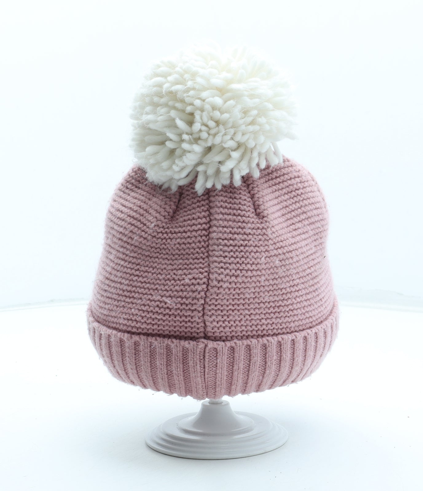 John Lewis Girls Pink Acrylic Bobble Hat Size S - Hedgehog UK Size 2-4 Years