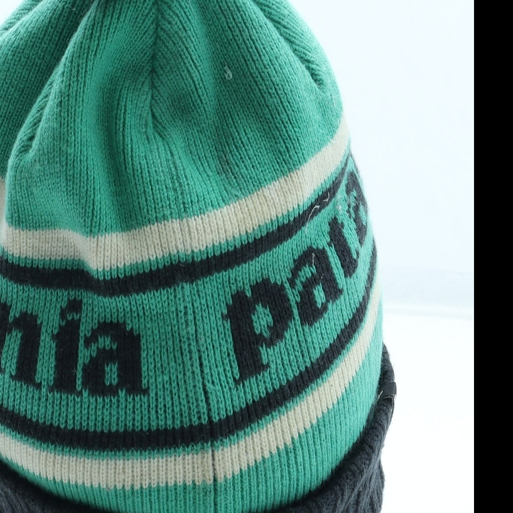 Patagonia Boys Green Colourblock Acrylic Bobble Hat One Size