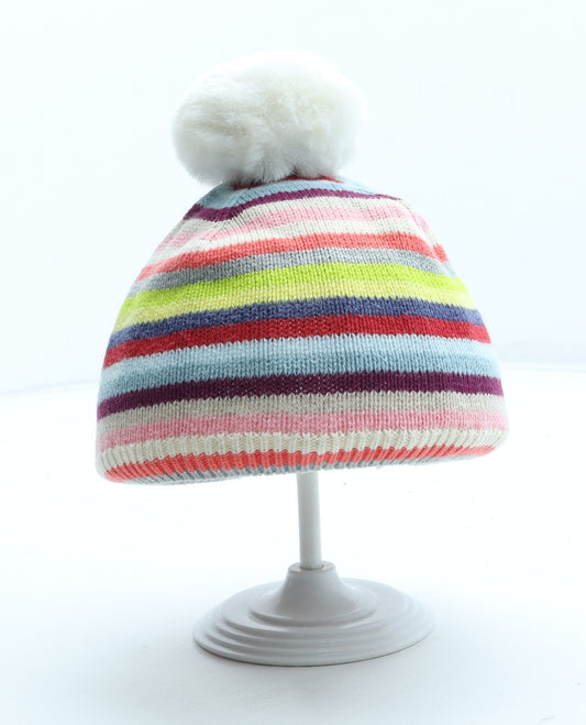 Gap Boys Multicoloured Striped Acrylic Bobble Hat Size S - UK Size 12-18 Months