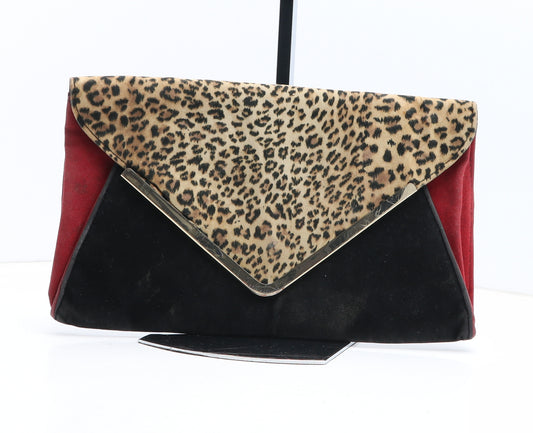 New Look Womens Multicoloured Colorblock Polyester Clutch Size Medium - Leopard Pattern