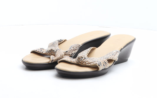 Pavers Womens Brown Animal Print Synthetic Slip On Sandal UK - Snakeskin Pattern