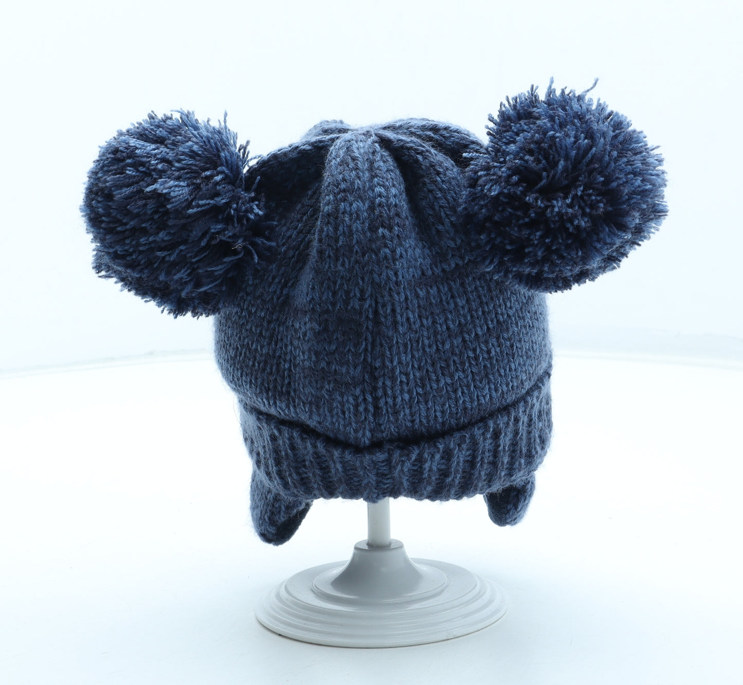 F&F Boys Blue Acrylic Bobble Hat Size S - Bear UK Size 6-12 Months