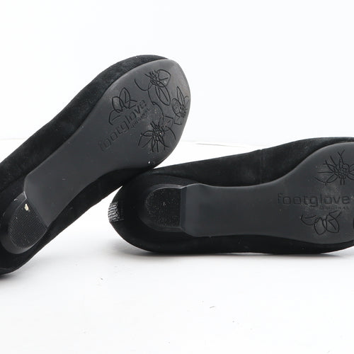 FootGlove Womens Black Geometric Leather Slip On Flat UK