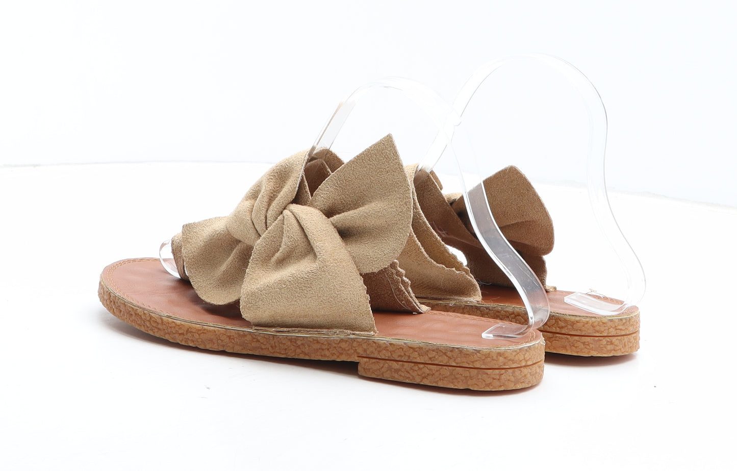 Preworn Womens Beige Synthetic Thong Sandal UK