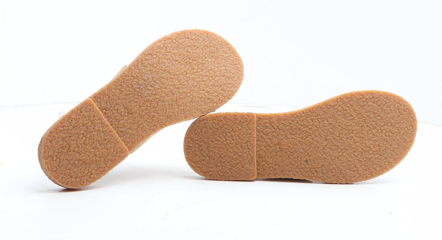 Preworn Womens Beige Synthetic Thong Sandal UK