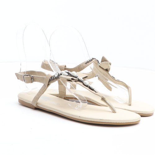 Fiore Womens Beige Synthetic Thong Sandal UK