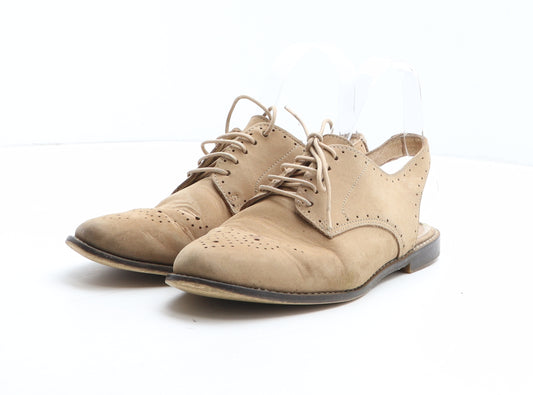NEXT Womens Brown Synthetic Slingback Casual UK - Brogue Style