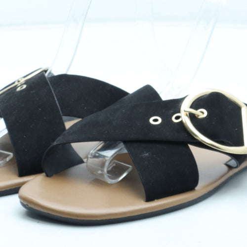 Primark Womens Black Polyurethane Slip On Sandal UK
