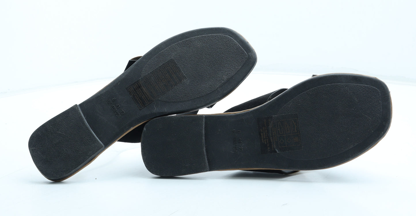 Primark Womens Black Polyurethane Slip On Sandal UK