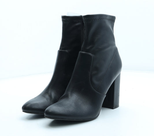 Primark Womens Black Leather Bootie Boot UK