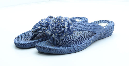 Ella Womens Brown Rubber Thong Sandal UK - Flower Detail