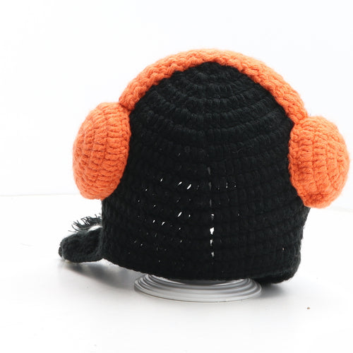 Preworn Girls Black Acrylic Winter Hat One Size - Penguin Detail