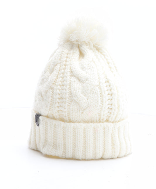 The North Face Womens Beige Acrylic Bobble Hat One Size