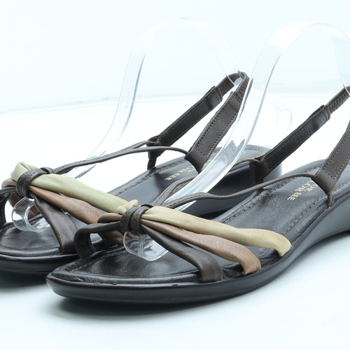 The Shoe Tailor Womens Brown Colourblock Leather Slingback Sandal UK