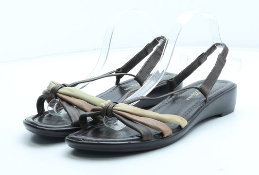 The Shoe Tailor Womens Brown Colourblock Leather Slingback Sandal UK