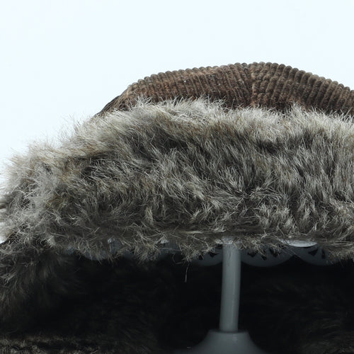 Fat Face Mens Brown Polyester Trapper Hat One Size - Faux Fur Trim